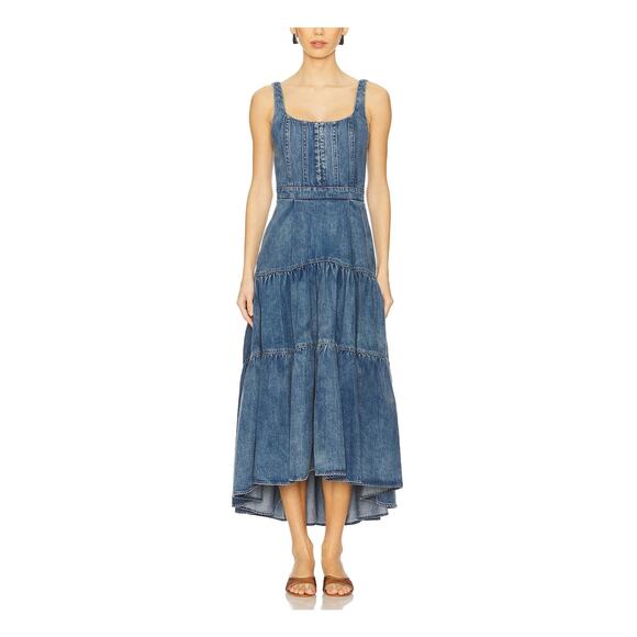 Olivia Dresses & Skirts - Alice + Olivia Denim Liana Vintage Blue Diana Midi Dress Size 4